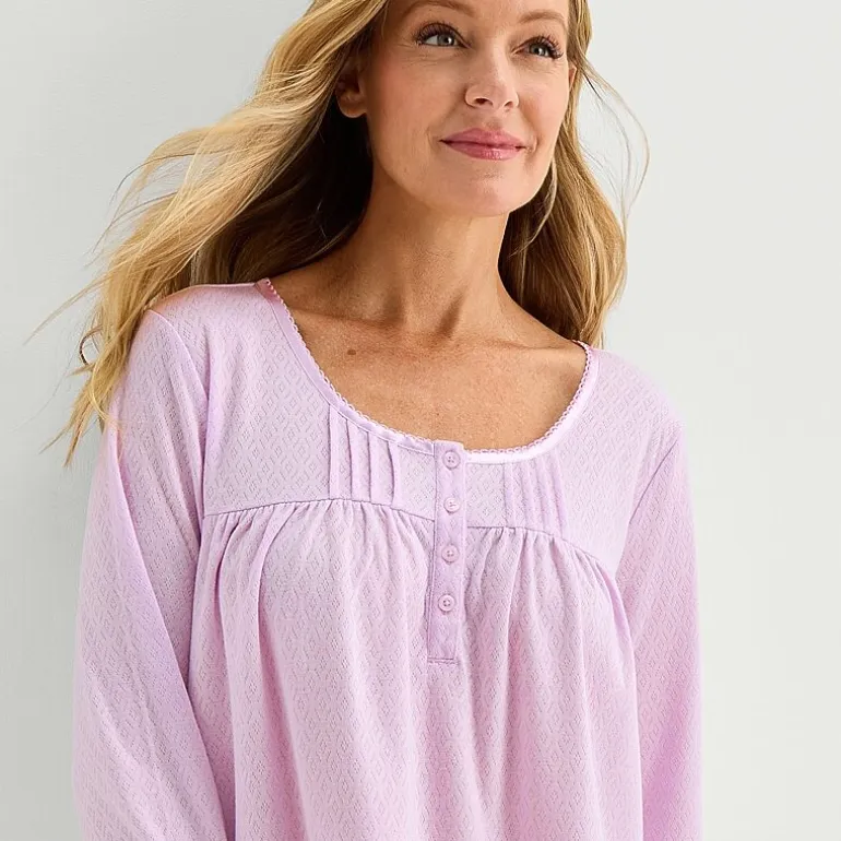 Adonna Womens Long Sleeve Round Neck Nightgown