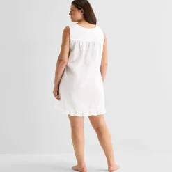 Adonna Womens Plus Sleeveless Round Neck Nightgown