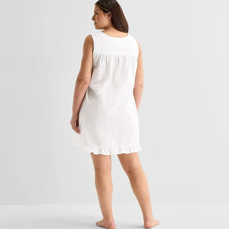 Adonna Womens Plus Sleeveless Round Neck Nightgown
