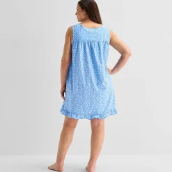 Adonna Womens Plus Sleeveless Round Neck Nightgown
