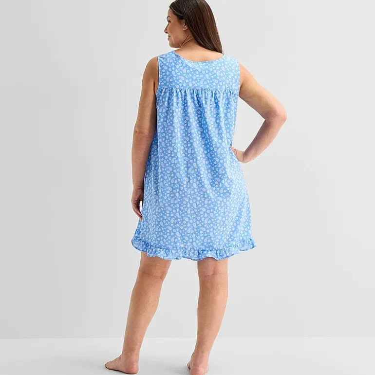 Adonna Womens Plus Sleeveless Round Neck Nightgown