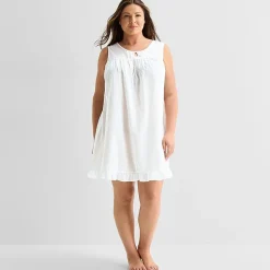 Adonna Womens Plus Sleeveless Round Neck Nightgown