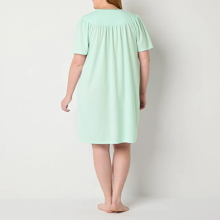 Adonna Womens Plus Waffle Short Sleeve Long Length Robe
