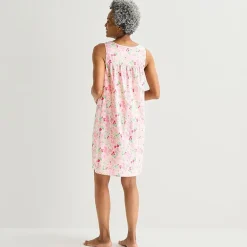 Adonna Womens Poplin Sleeveless Scoop Neck Nightgown