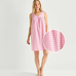Adonna Womens Poplin Sleeveless Scoop Neck Nightgown