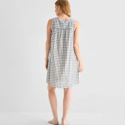Adonna Womens Poplin Sleeveless Scoop Neck Nightgown
