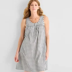 Adonna Womens Poplin Sleeveless Scoop Neck Nightgown