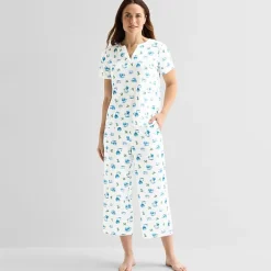 Adonna Womens Short Sleeve 2-pc. Pajama Set