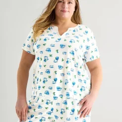 Adonna Womens Short Sleeve 2-pc. Plus Pajama Set