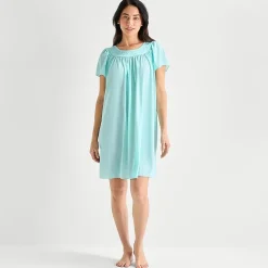 Adonna Womens Short Sleeve Round Neck Nightgown