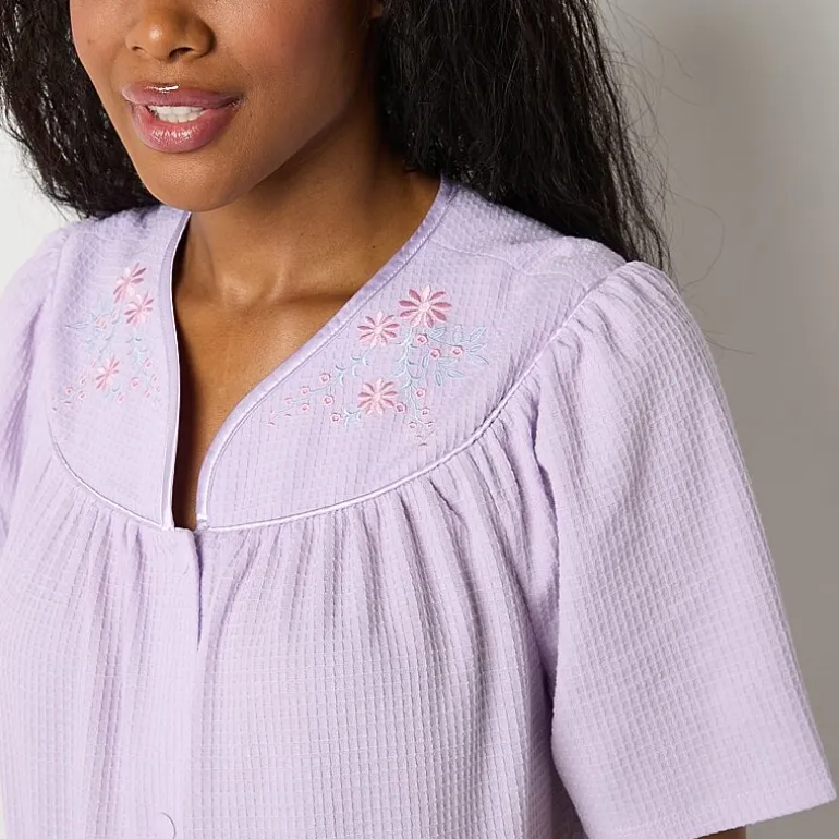 Adonna Womens Waffle Short Sleeve Long Length Robe