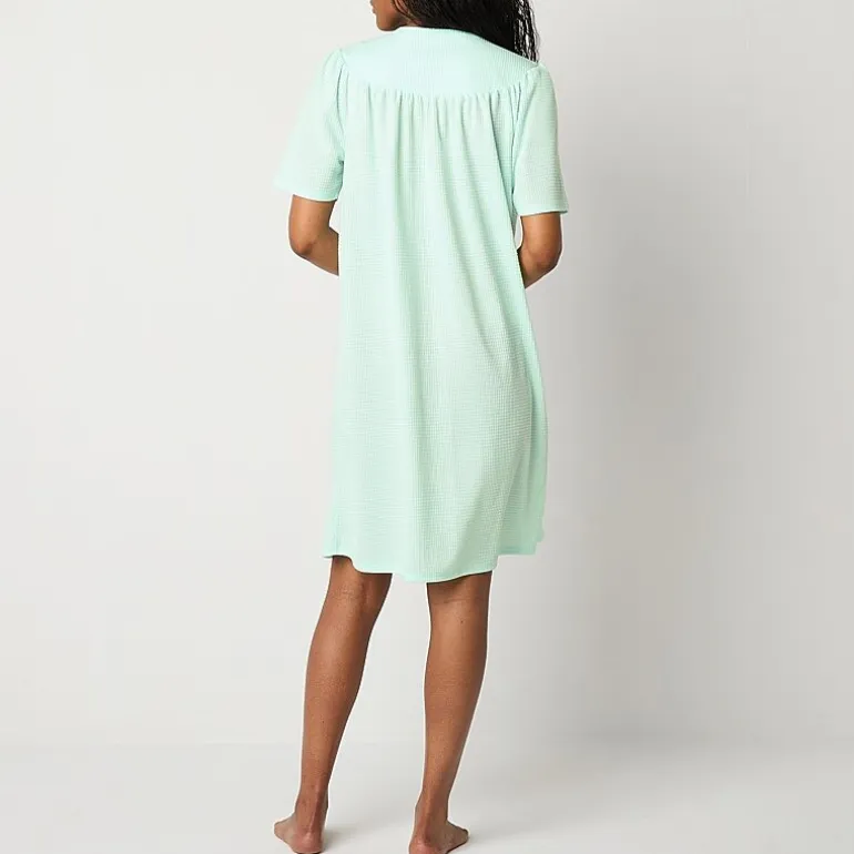 Adonna Womens Waffle Short Sleeve Long Length Robe