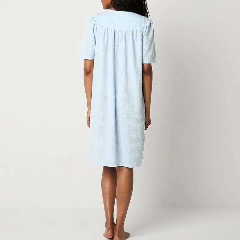 Adonna Womens Waffle Short Sleeve Long Length Robe