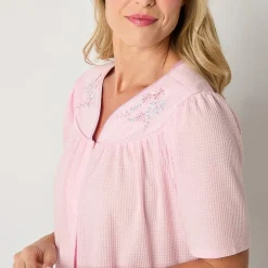 Adonna Womens Waffle Short Sleeve Long Length Robe