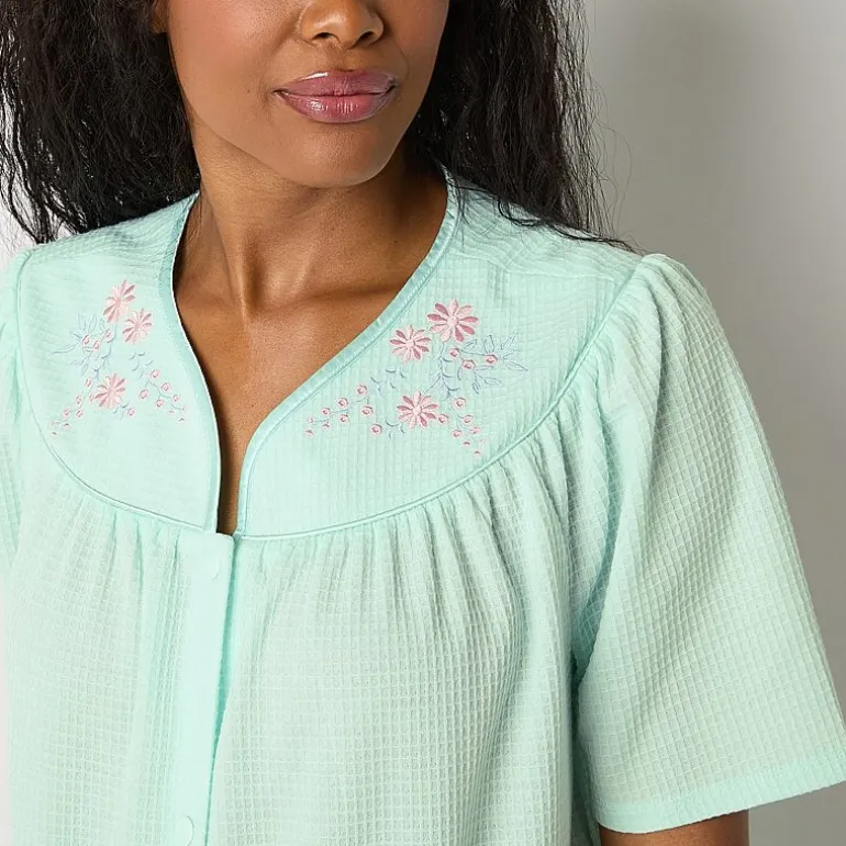 Adonna Womens Waffle Short Sleeve Long Length Robe