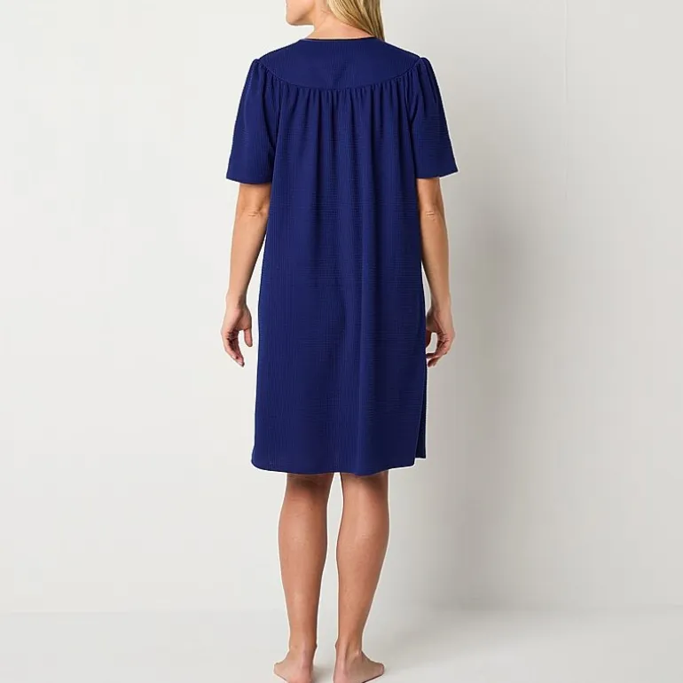 Adonna Womens Waffle Short Sleeve Long Length Robe