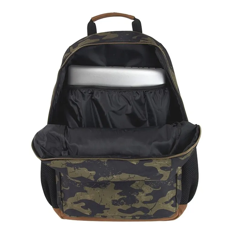 AD Sutton Kelty Camo Backpack with Faux Leather Trim
