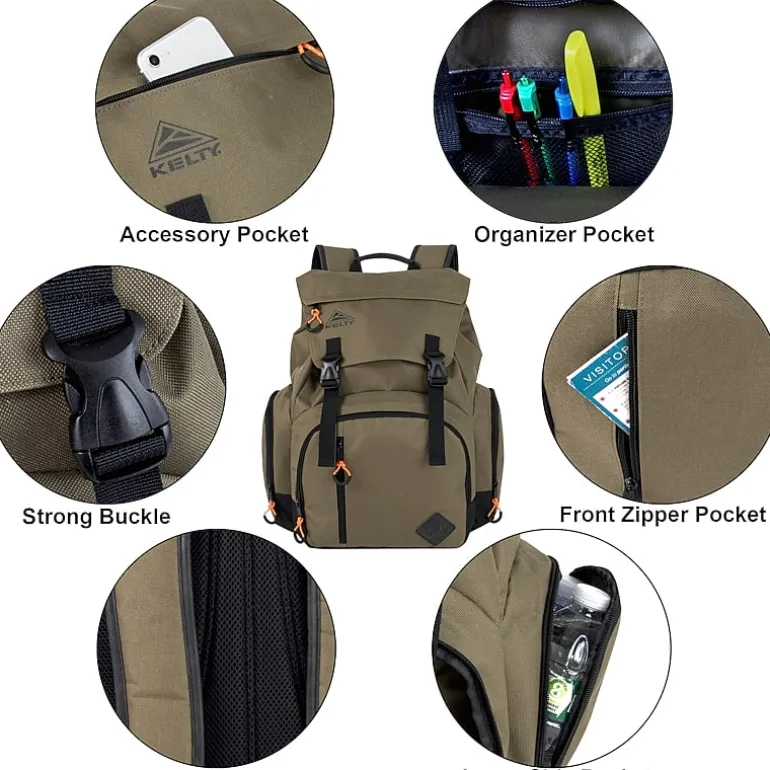 AD Sutton Kelty Deluxe Sport Flap Backpack with Drawstring