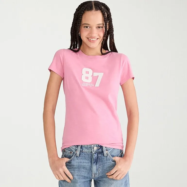 AEROPOSTALE Womens Juniors Crew Neck Short Sleeve Regular Fit Graphic T-Shirt