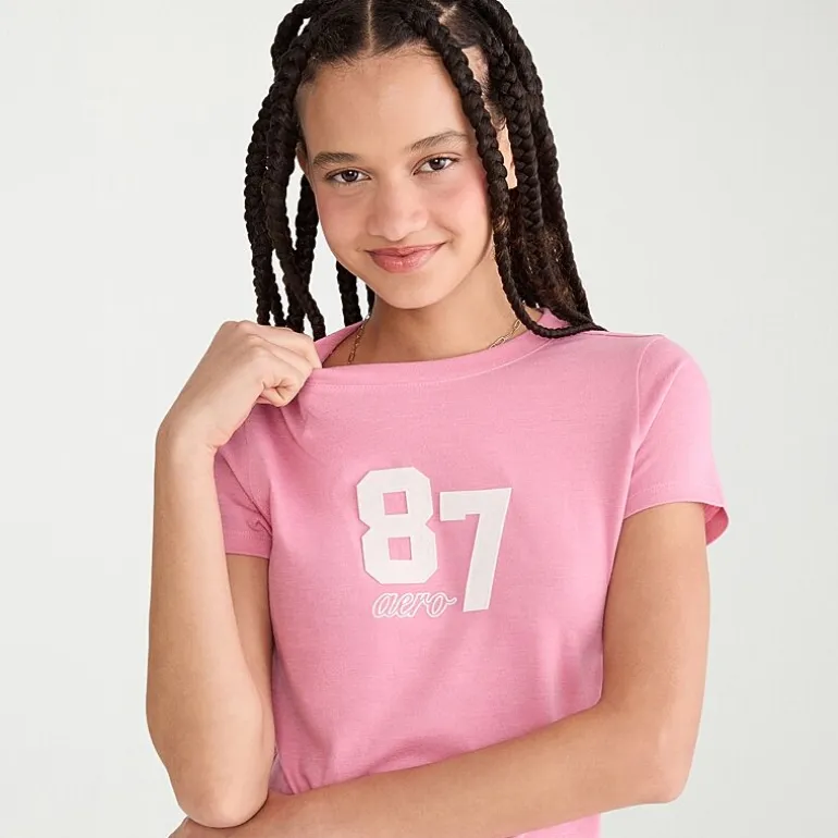 AEROPOSTALE Womens Juniors Crew Neck Short Sleeve Regular Fit Graphic T-Shirt