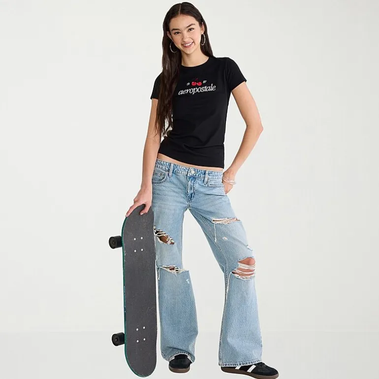 AEROPOSTALE Womens Juniors Crew Neck Short Sleeve Regular Fit Graphic T-Shirt