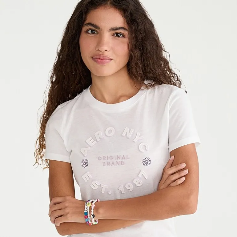 AEROPOSTALE Womens Juniors Crew Neck Short Sleeve Regular Fit Graphic T-Shirt