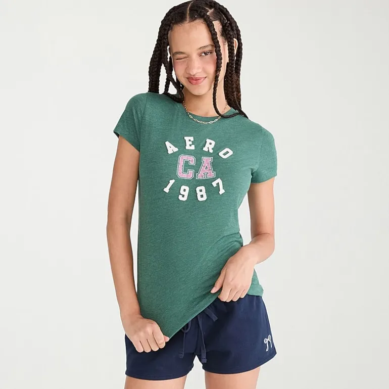 AEROPOSTALE Womens Juniors Crew Neck Short Sleeve Regular Fit Graphic T-Shirt