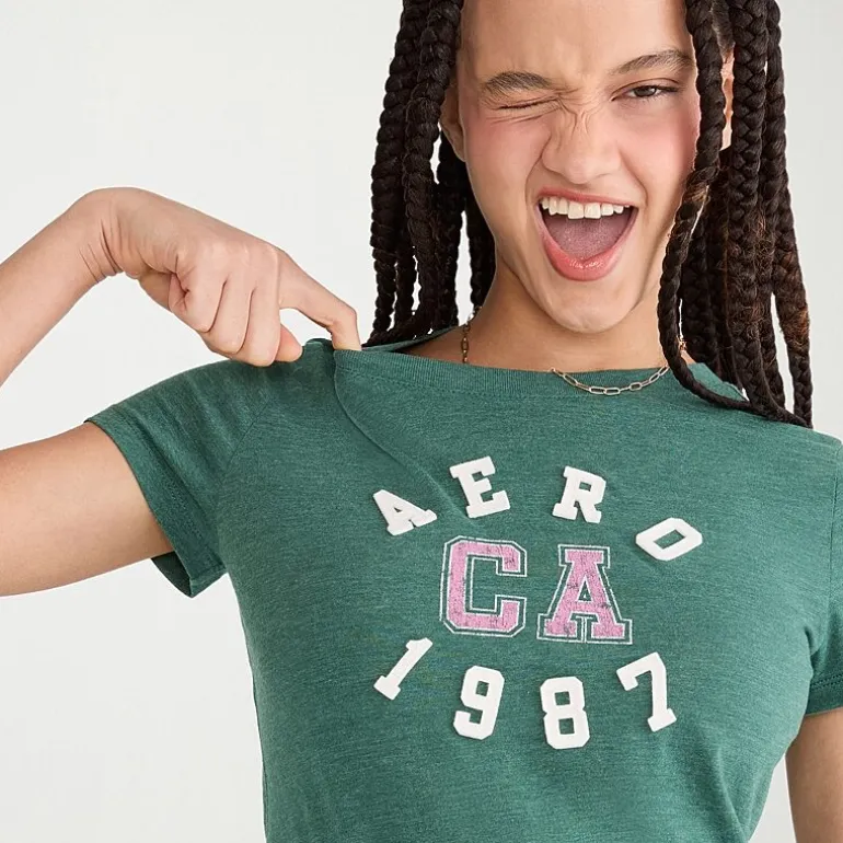 AEROPOSTALE Womens Juniors Crew Neck Short Sleeve Regular Fit Graphic T-Shirt