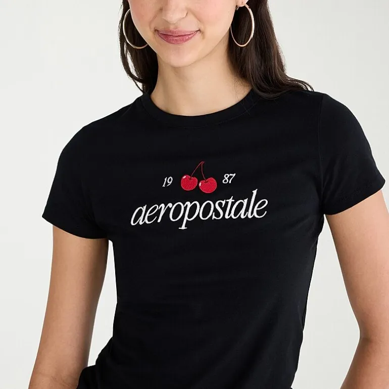 AEROPOSTALE Womens Juniors Crew Neck Short Sleeve Regular Fit Graphic T-Shirt