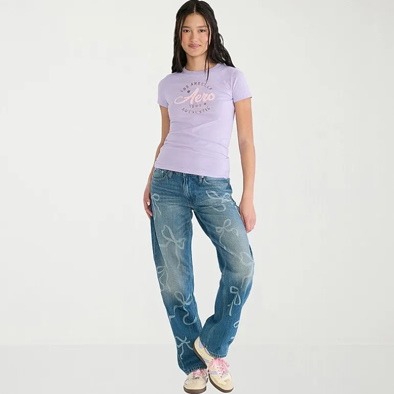 AEROPOSTALE Womens Juniors Crew Neck Short Sleeve Regular Fit Graphic T-Shirt