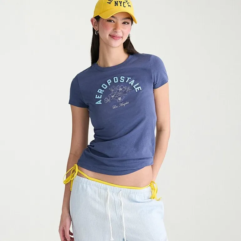 AEROPOSTALE Womens Juniors Crew Neck Short Sleeve Regular Fit Graphic T-Shirt