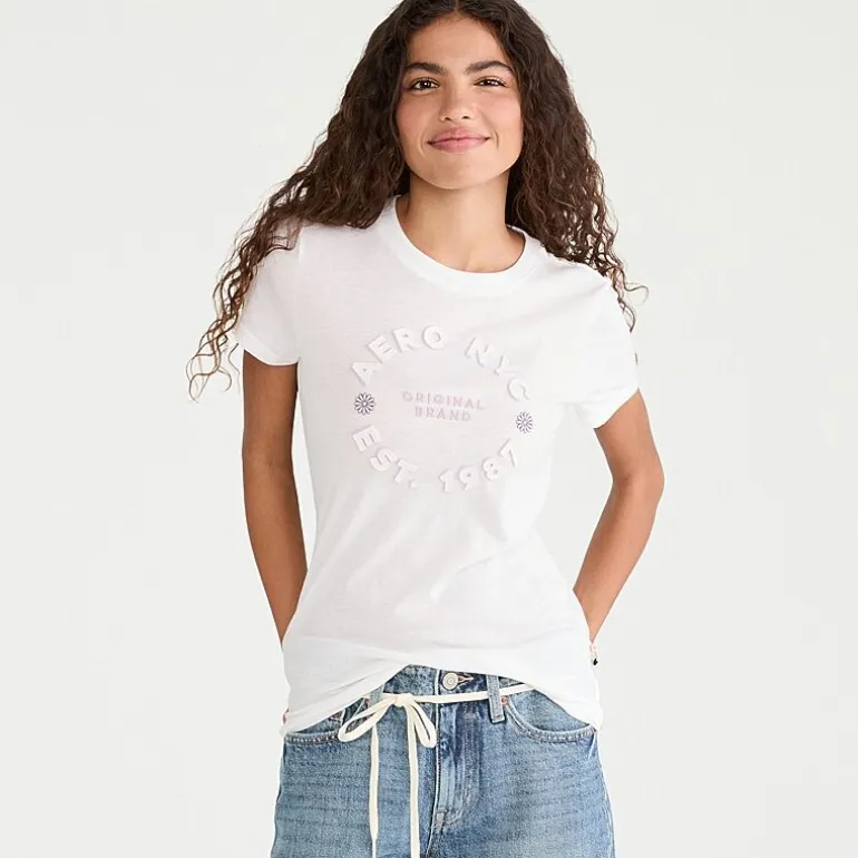 AEROPOSTALE Womens Juniors Crew Neck Short Sleeve Regular Fit Graphic T-Shirt