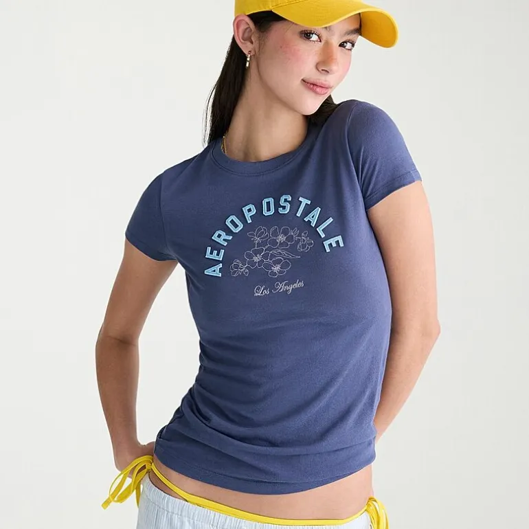 AEROPOSTALE Womens Juniors Crew Neck Short Sleeve Regular Fit Graphic T-Shirt