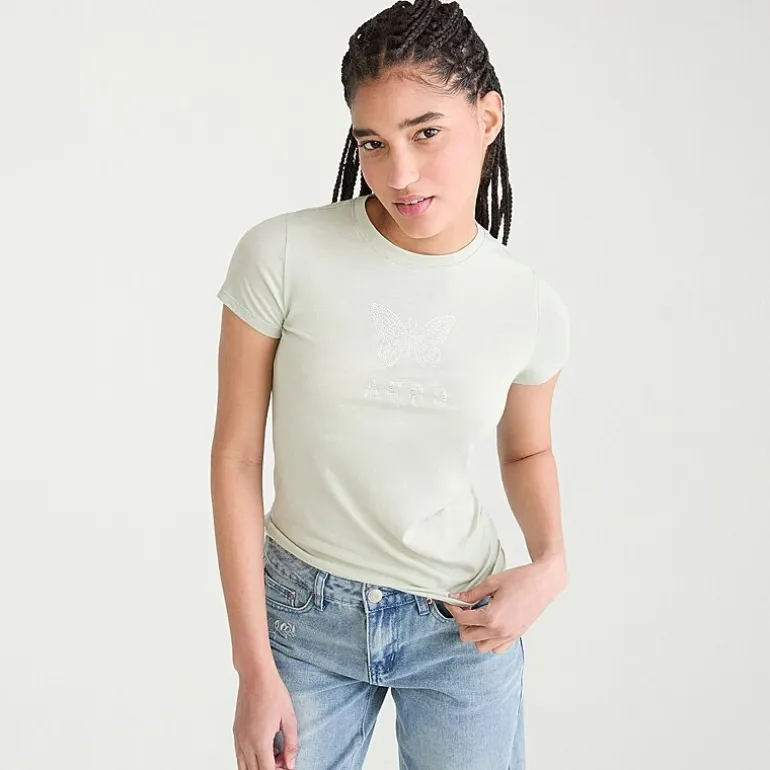 AEROPOSTALE Womens Juniors Crew Neck Short Sleeve Regular Fit Graphic T-Shirt