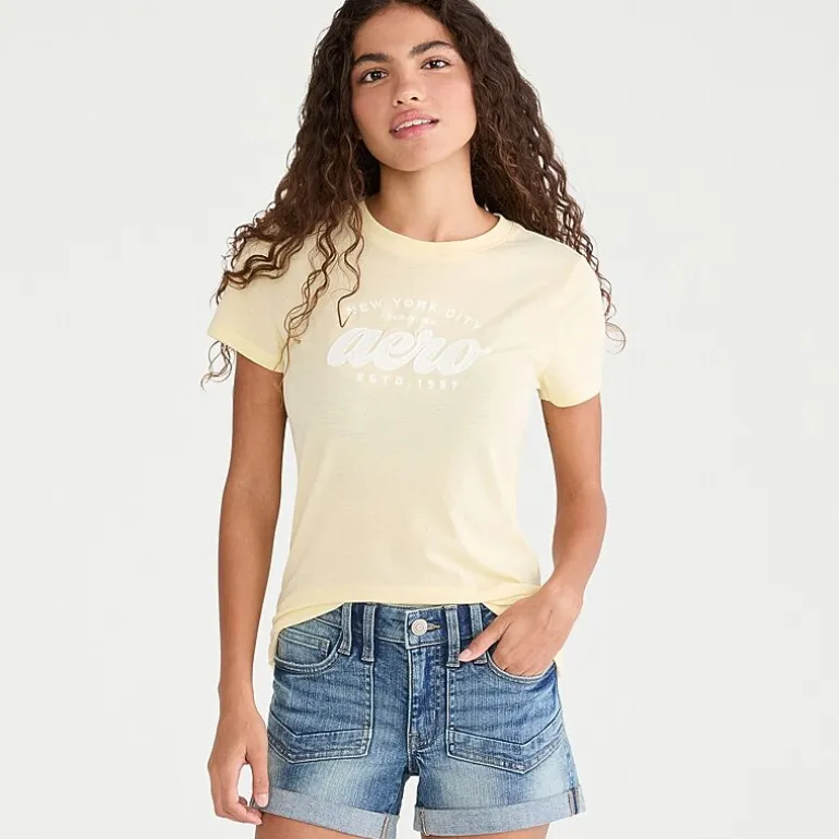 AEROPOSTALE Womens Juniors Crew Neck Short Sleeve Regular Fit Graphic T-Shirt