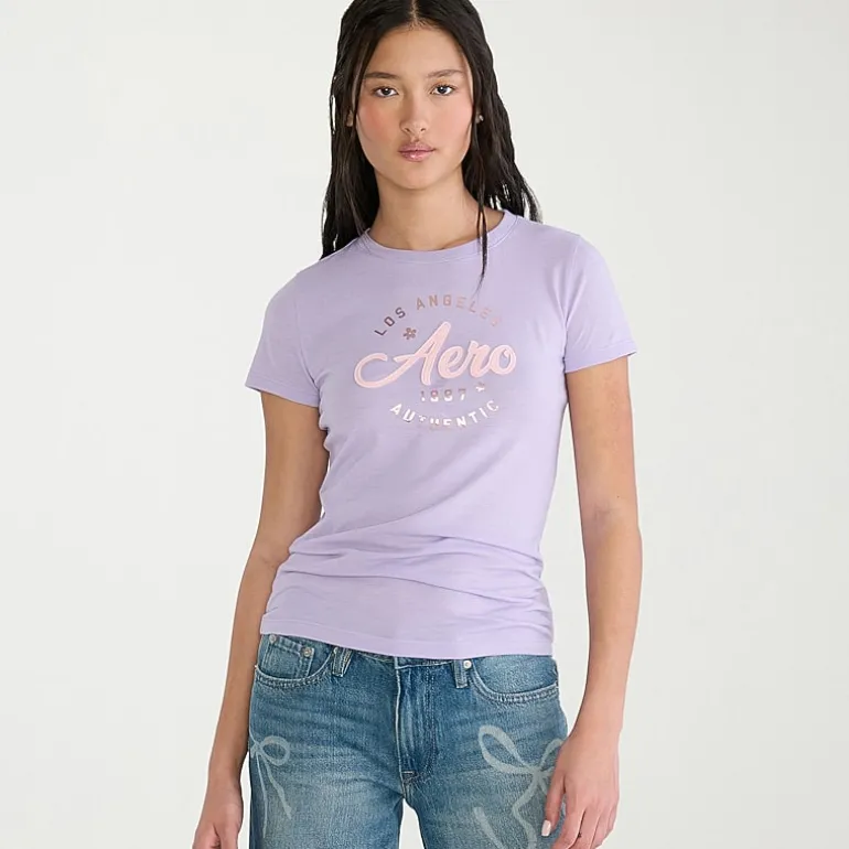 AEROPOSTALE Womens Juniors Crew Neck Short Sleeve Regular Fit Graphic T-Shirt