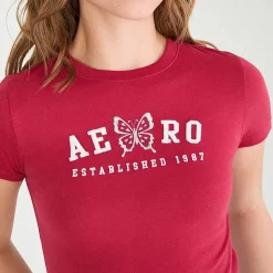 AEROPOSTALE Womens Juniors Crew Neck Short Sleeve Regular Fit Graphic T-Shirt