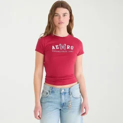 AEROPOSTALE Womens Juniors Crew Neck Short Sleeve Regular Fit Graphic T-Shirt