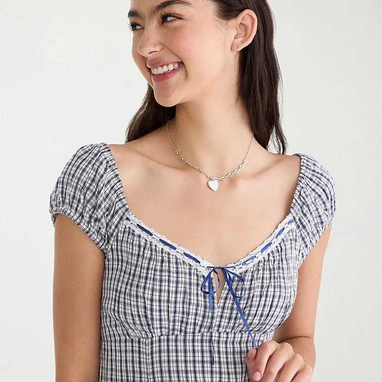 AEROPOSTALE Womens Juniors Keyhole Neck Short Sleeve Sundress