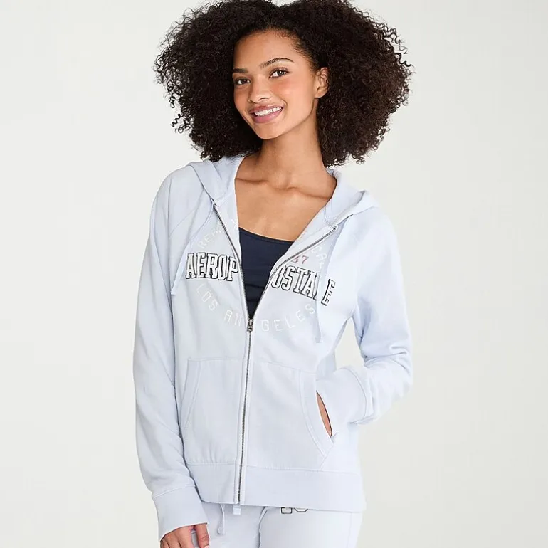 AEROPOSTALE Womens Juniors Long Sleeve Fleece Zipper Hoodie