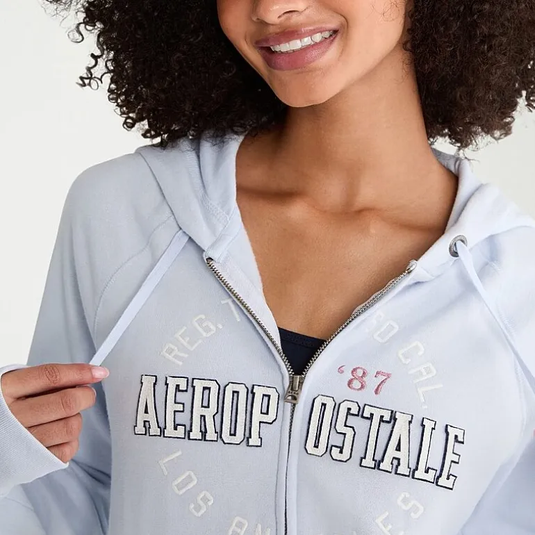AEROPOSTALE Womens Juniors Long Sleeve Fleece Zipper Hoodie