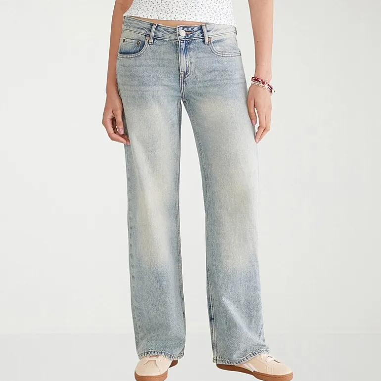 AEROPOSTALE Womens Juniors Low Rise Baggy Fit Wide Leg Jean