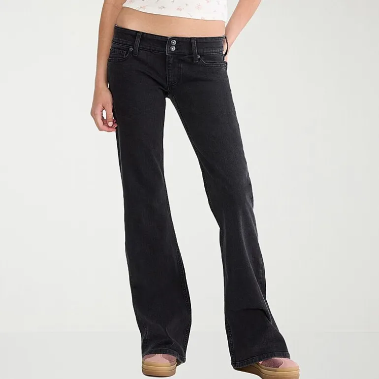 AEROPOSTALE Womens Juniors Mid Rise Flare Leg Jean