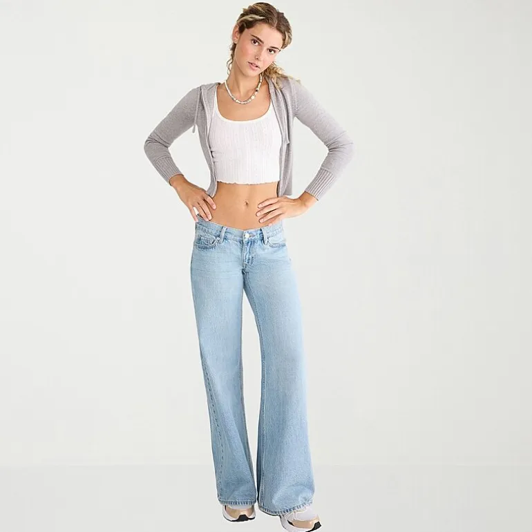 AEROPOSTALE Womens Juniors Mid Rise Wide Leg Jean