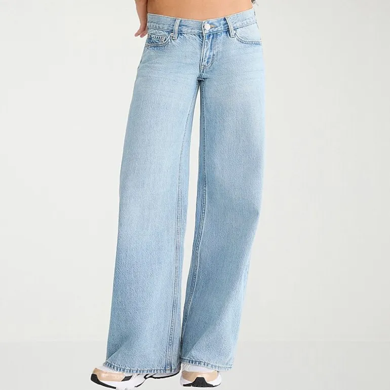 AEROPOSTALE Womens Juniors Mid Rise Wide Leg Jean