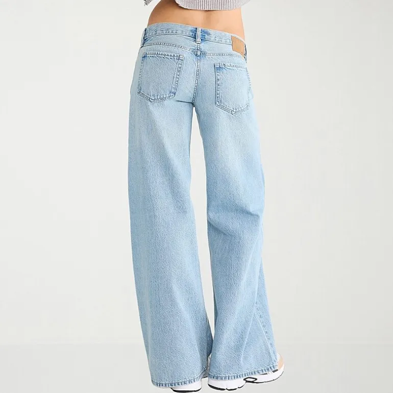 AEROPOSTALE Womens Juniors Mid Rise Wide Leg Jean