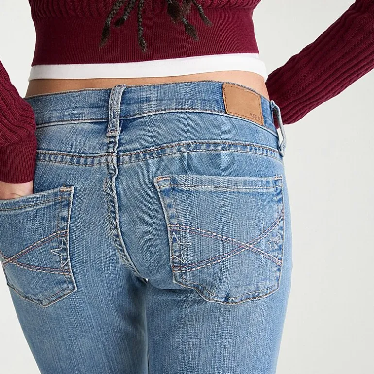 AEROPOSTALE Womens Juniors Mid Rise Bootcut Jean