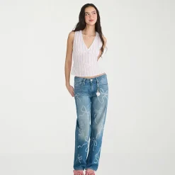 AEROPOSTALE Womens Juniors Mid Rise Baggy Fit Jean