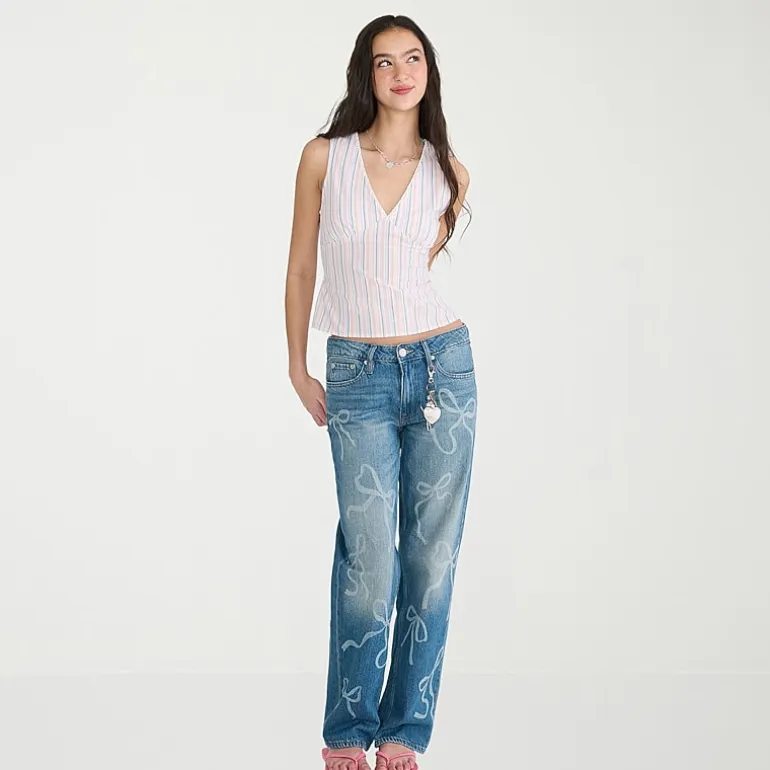 AEROPOSTALE Womens Juniors Mid Rise Baggy Fit Jean