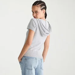 AEROPOSTALE Womens Juniors Short Sleeve Zipper Hoodie